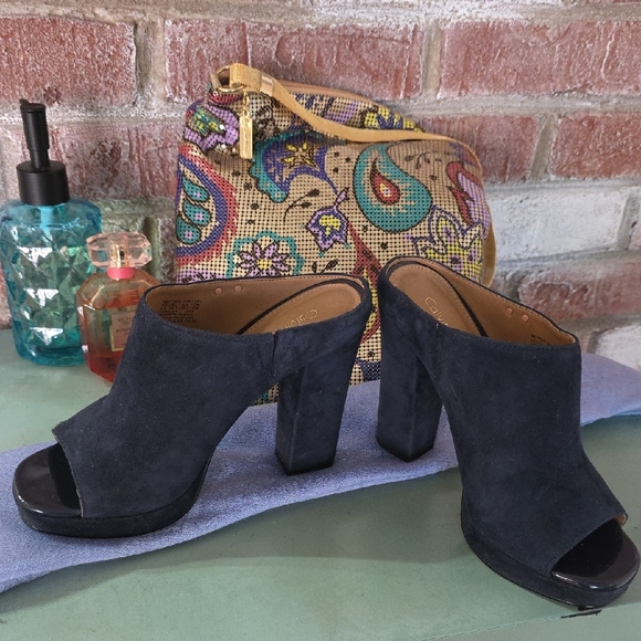 Calvin Klein Collection Navy Suede BEITRIS Mules - Picture 3 of 14